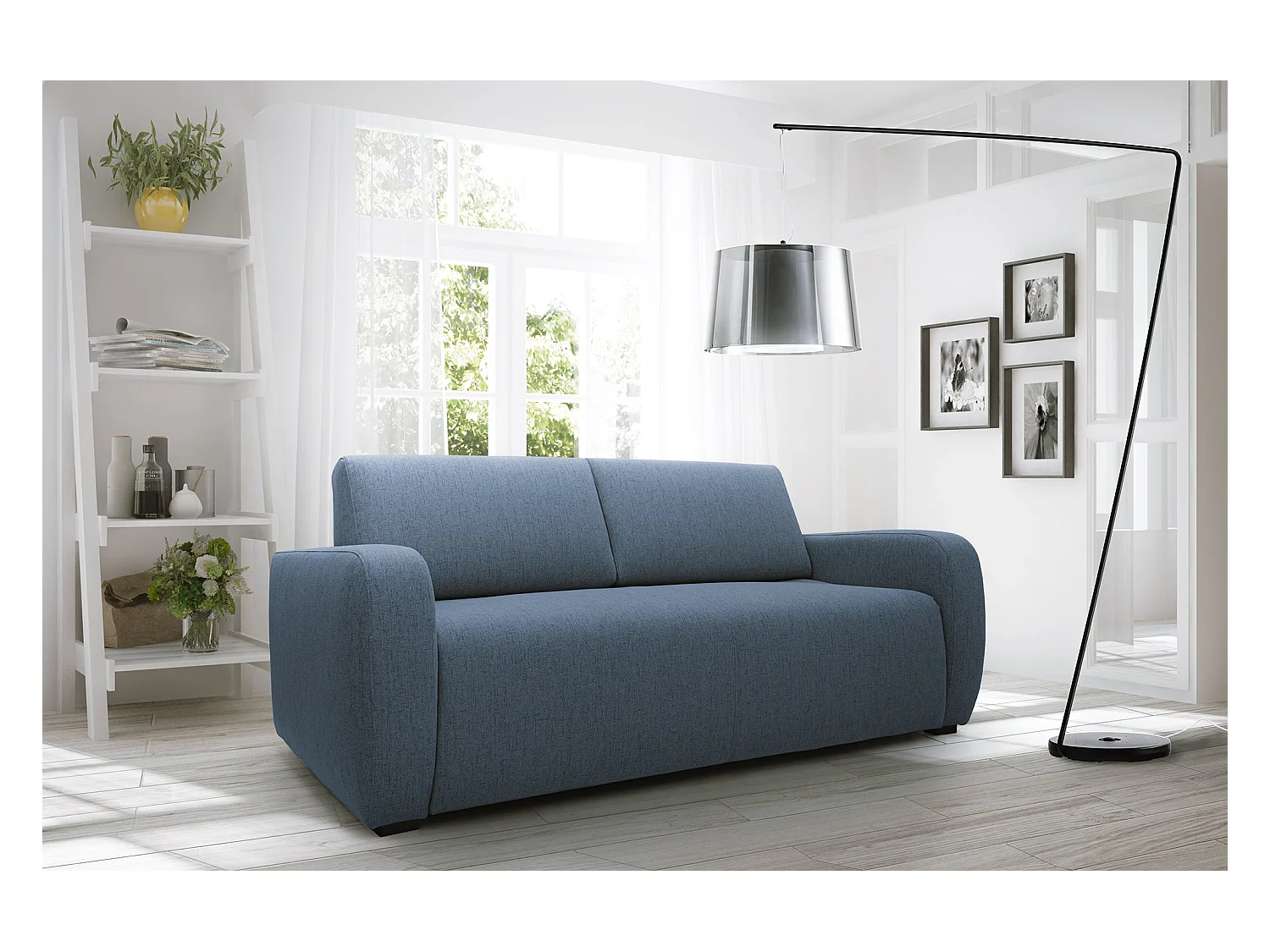 Duna Sofá cama convertible con colchón de 20 cm de tela suave flameada e impermeable 195 cm (mat. 140x197) Taupe