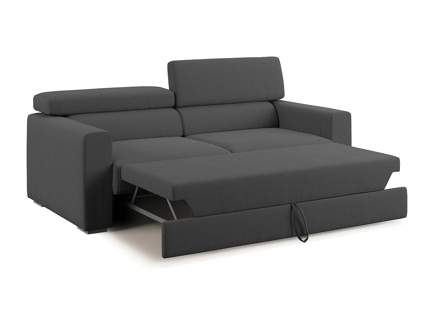 Dylan Sofá con pouf extraíble en tejido efecto algodón impermeable 158 cm Antracita