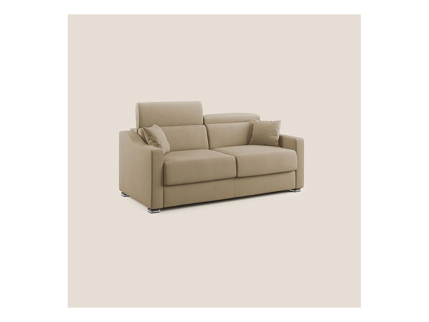 Amber Sofá cama convertible con tela desmontable 211 cm (mat. 160x197) Beige