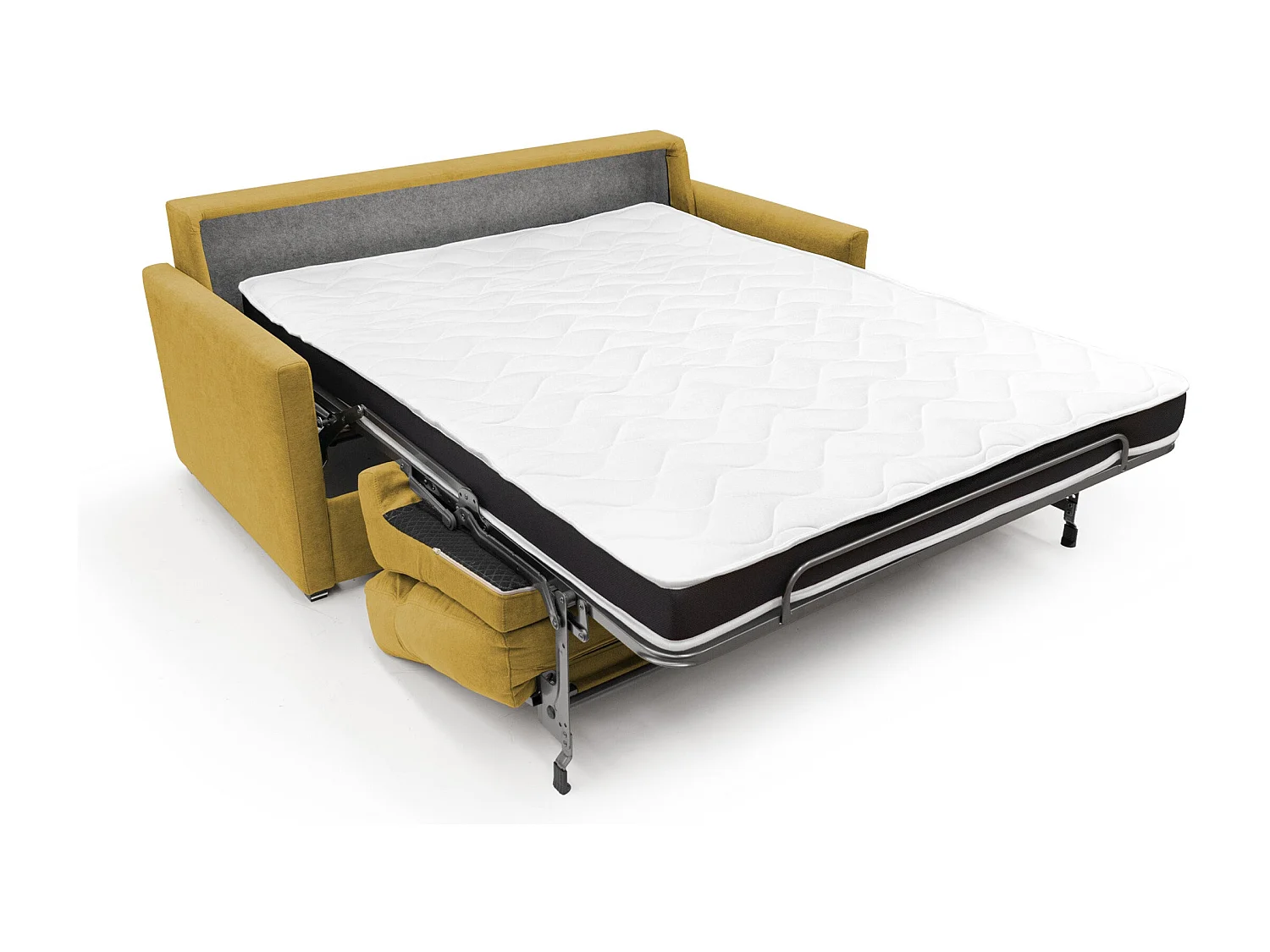 Margot Canapé lit convertible en tissu doux imperméable T02 176 cm (mat. 140x197) jaune