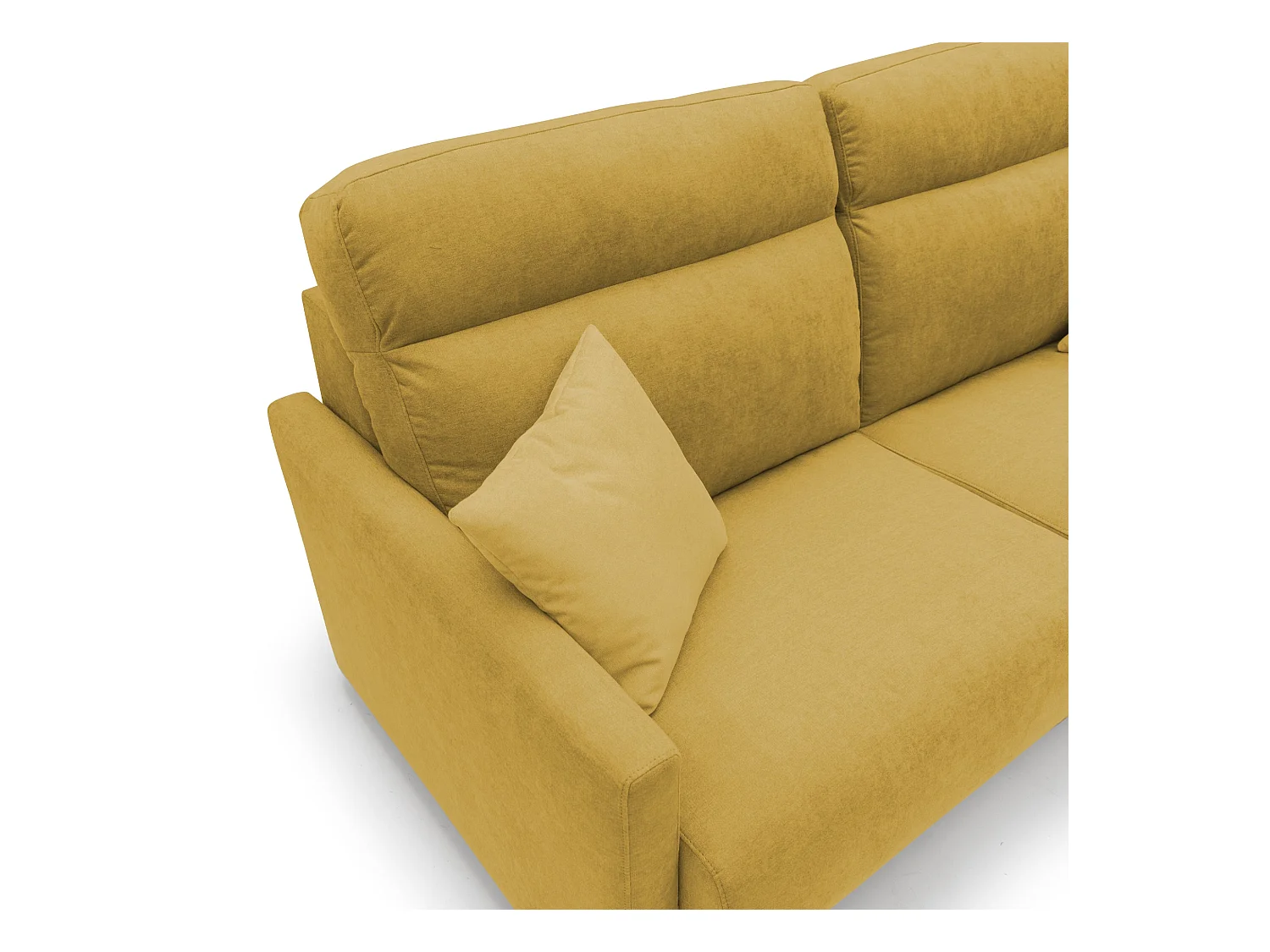 Margot Schlafsofa mit hoher weicher Rückenlehne aus Stoff T02 176 cm (mat. 140x197) gelb
