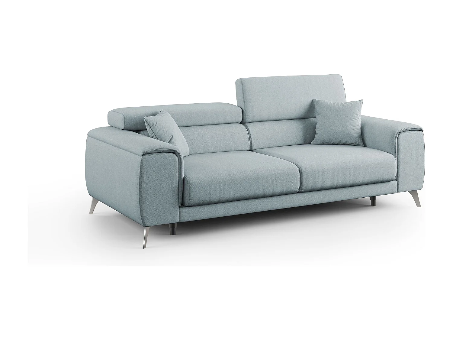 Fusion Sofa mit Schiebesitzen aus abwaschbarem Stoff T05 185 cm baby blau