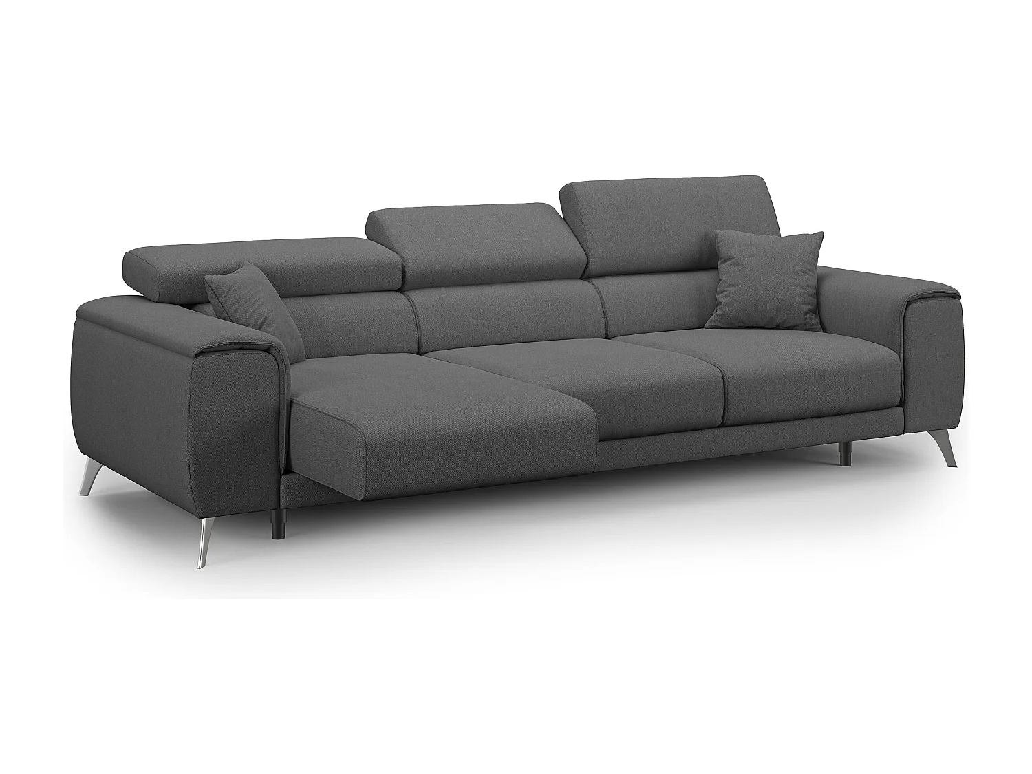 Fusion Sofa mit 3 Schiebesitzen aus abwaschbarem Stoff T05 260 cm anthrazit