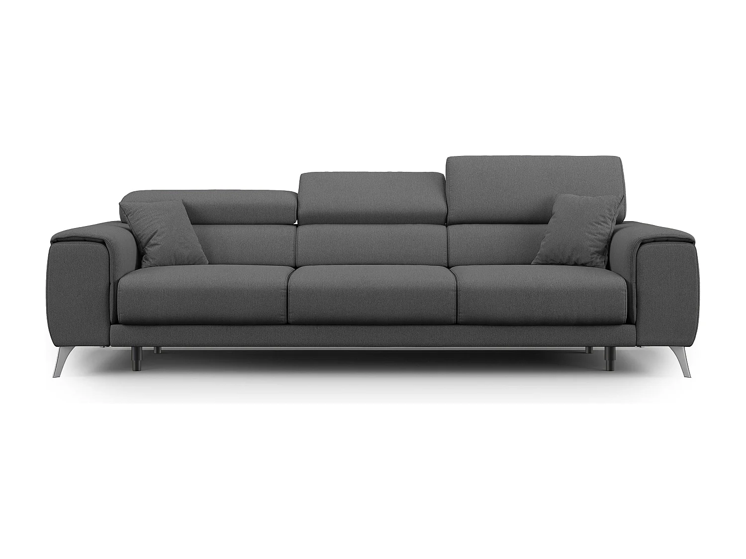 Fusion Sofa mit 3 Schiebesitzen aus abwaschbarem Stoff T05 260 cm anthrazit