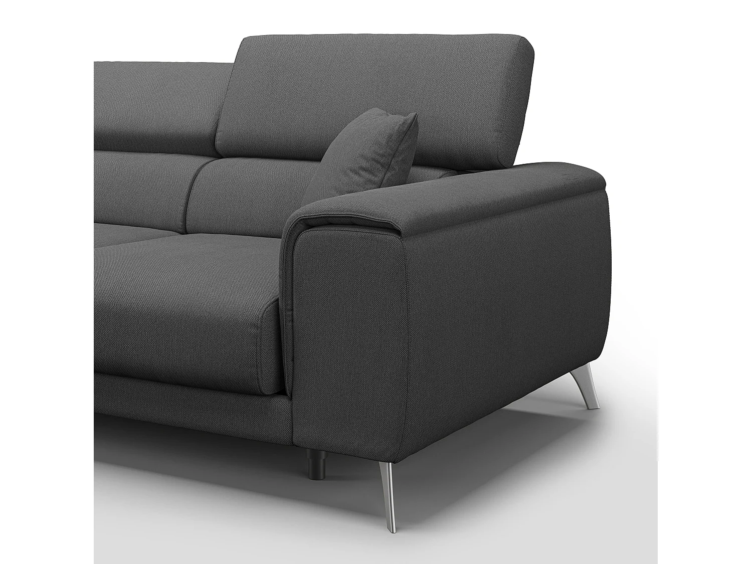 Fusion Sofa mit 3 Schiebesitzen aus abwaschbarem Stoff T05 260 cm anthrazit