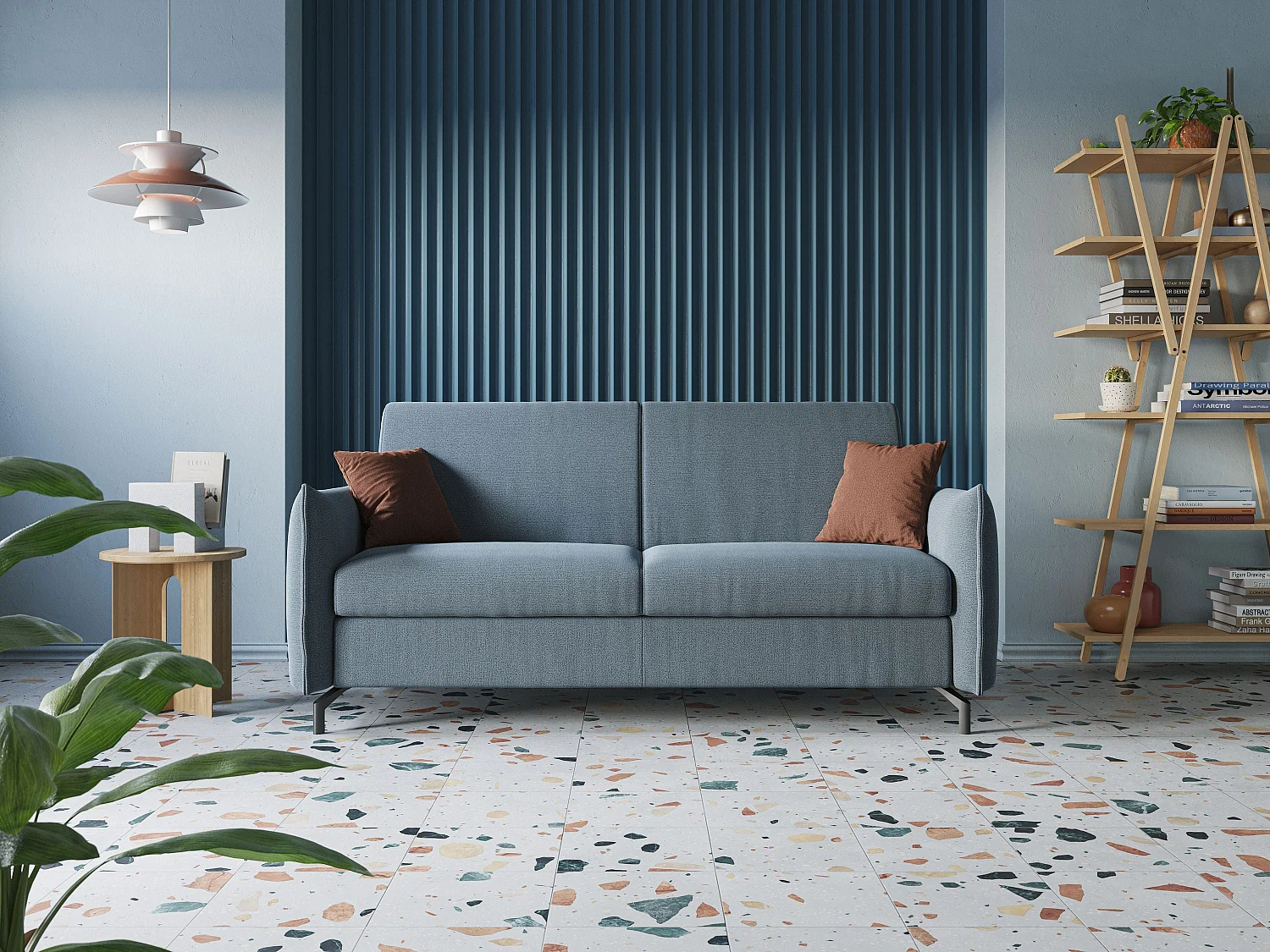 Scarlet Schlafsofa aus wasserfestem Baumwollmischgewebe T19 175 cm (mat.120x197) anthrazit