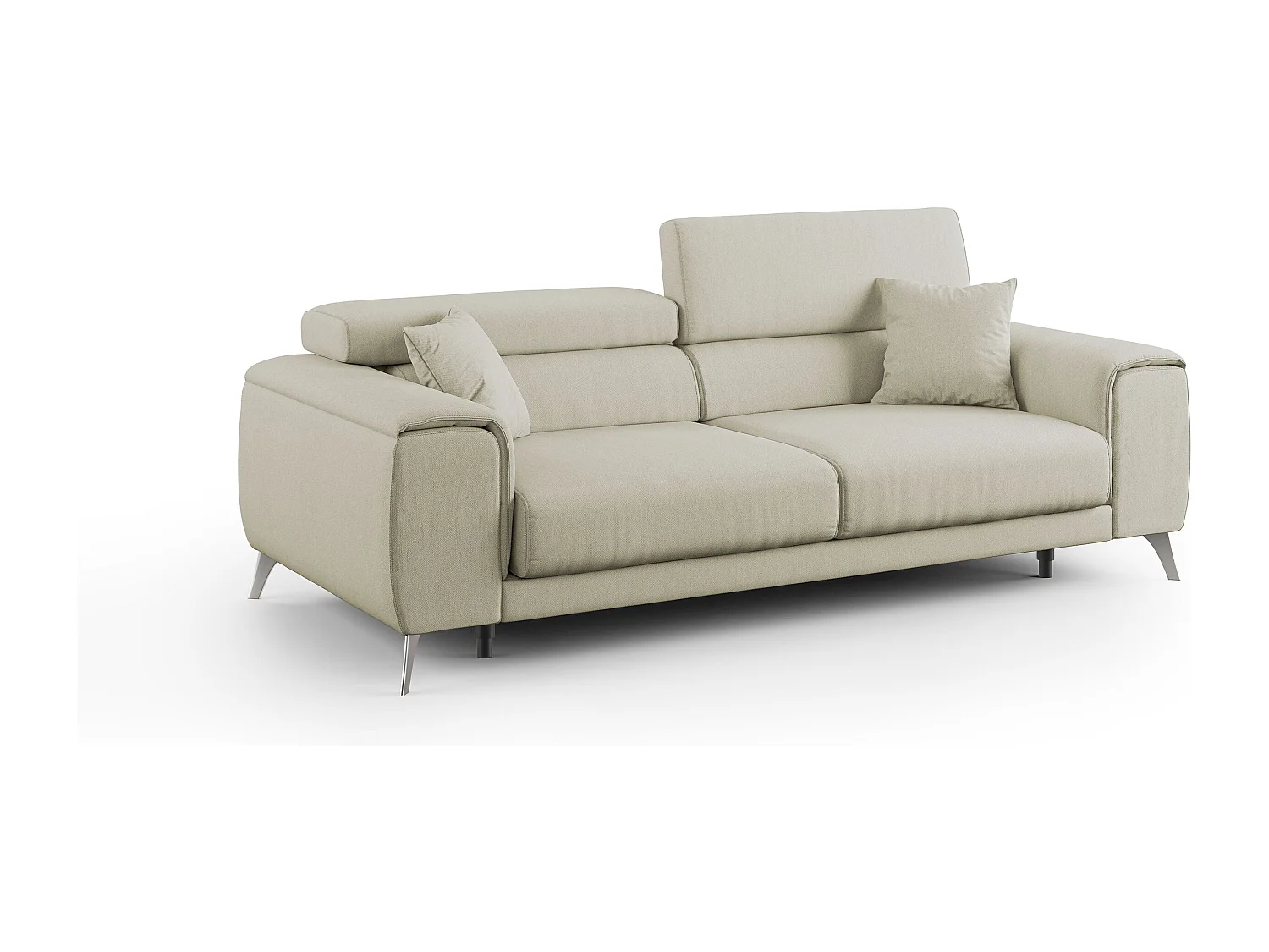 Fusion Sofá con asientos deslizantes en tela suave antimanchas 185 cm Crema