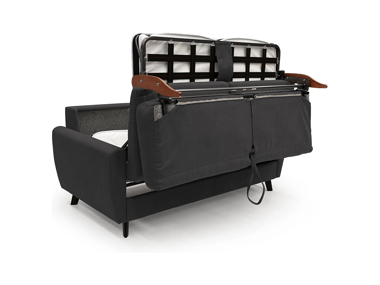 Callisto Schlafsofa aus weichem, wasserfestem Stoff T02 188 cm (mat. 140x197) schwarz