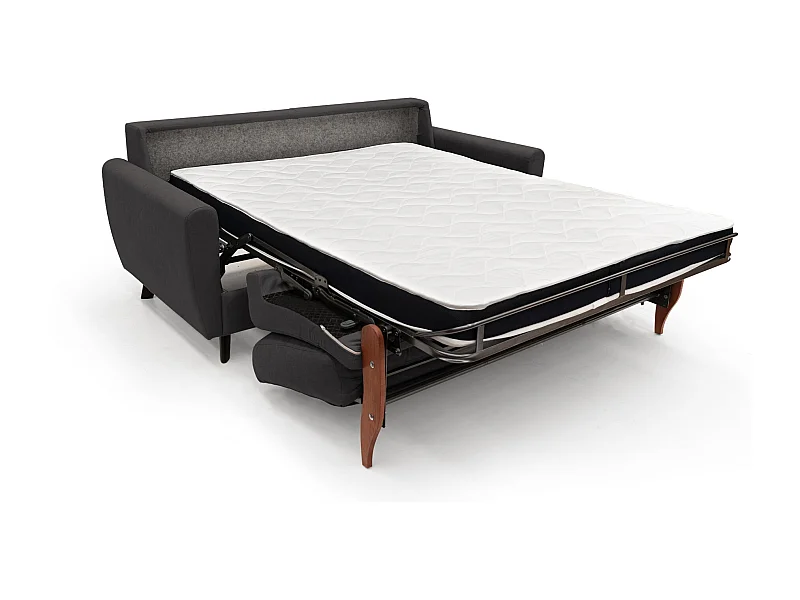 Callisto Schlafsofa aus weichem, wasserfestem Stoff T02 188 cm (mat. 140x197) schwarz