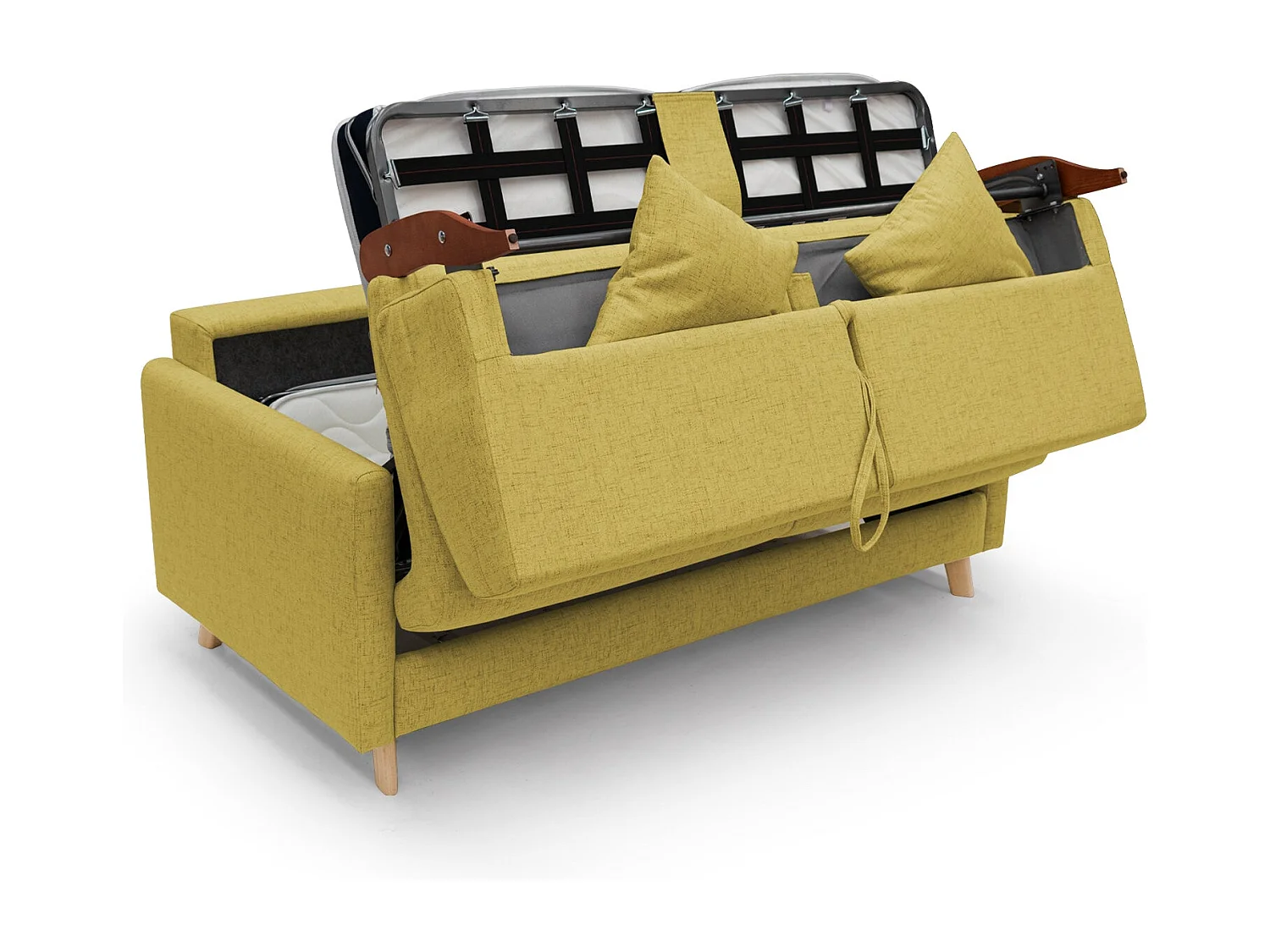 Edgar Sofá cama convertible en tela FELIS impermeable 200 cm (mat. 160x197) Amarillo