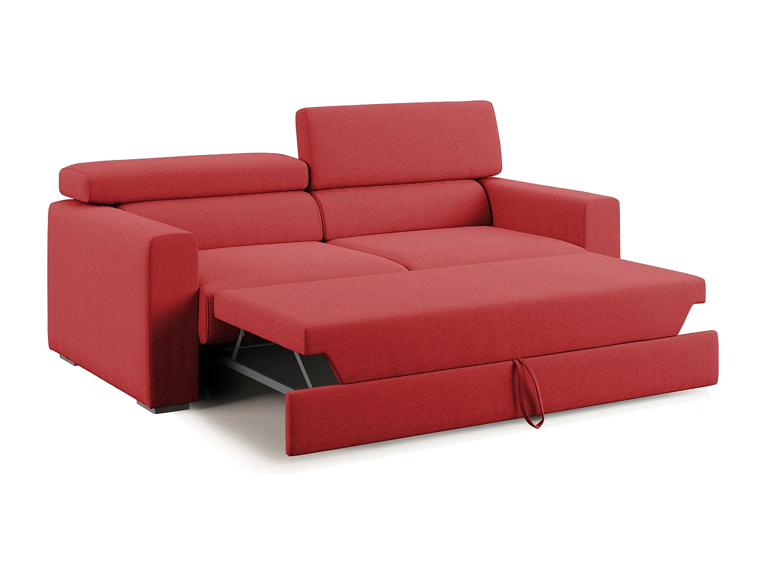 Dylan Divano con pouf estraibile 158 cm rosso