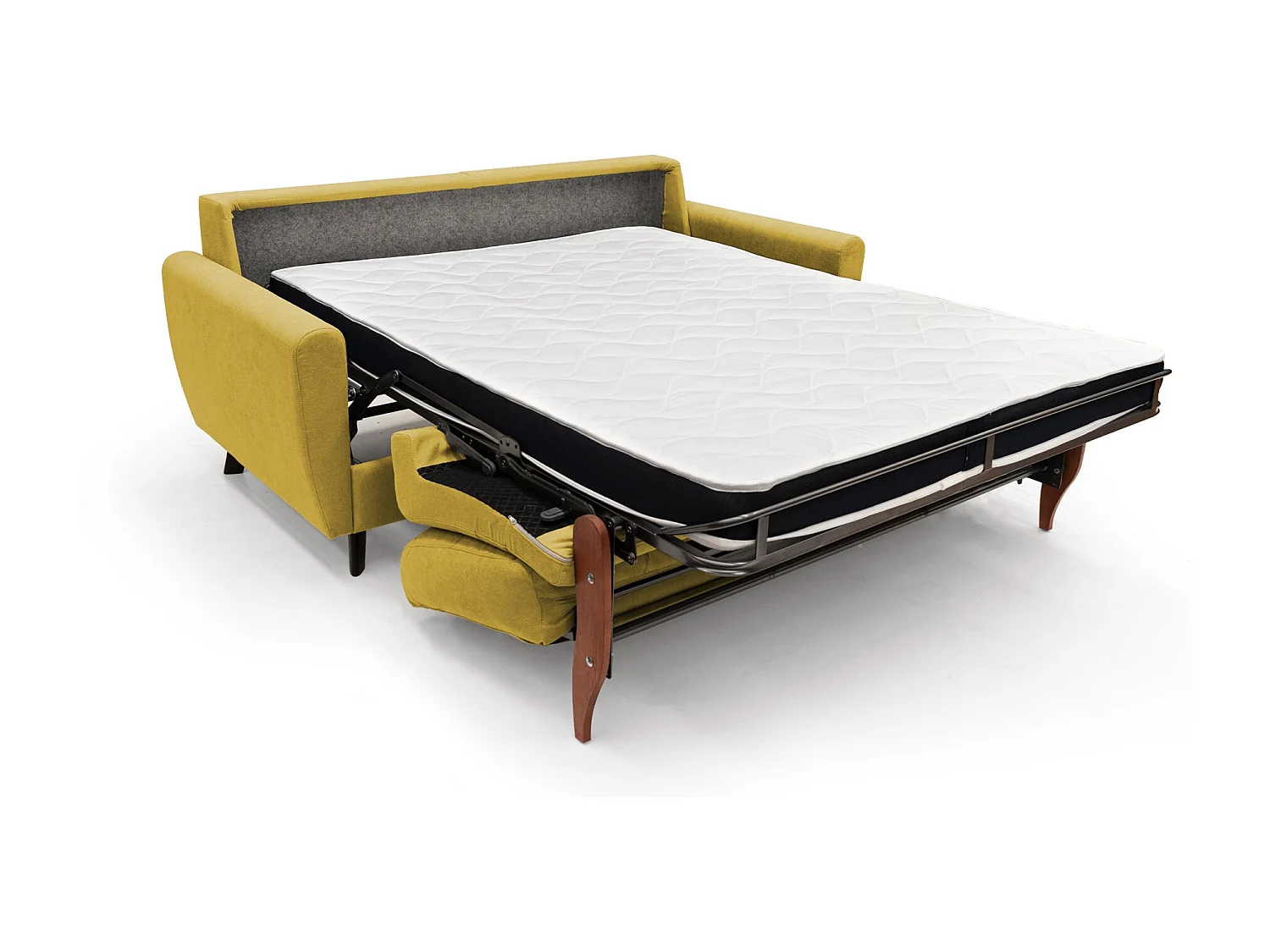 Callisto Canapé lit convertible en tissu doux imperméable T02 188 cm (mat. 140x197) jaune