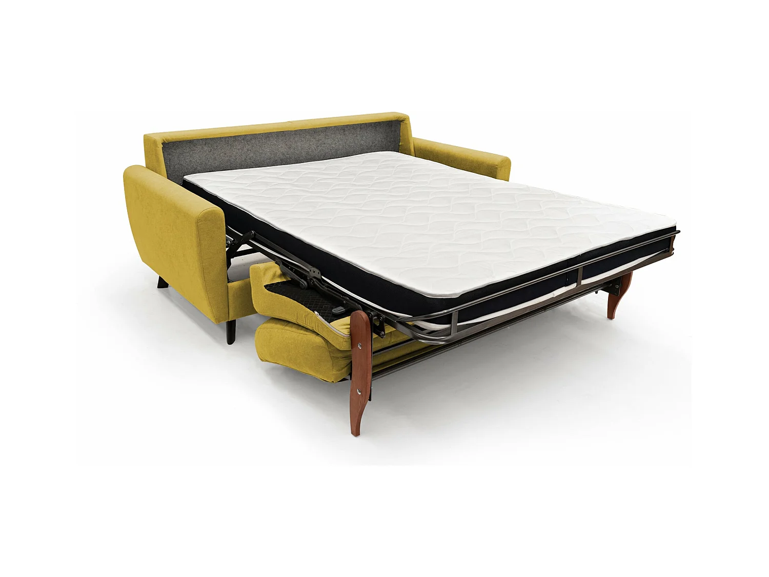 Callisto Schlafsofa aus weichem, wasserfestem Stoff T02 188 cm (mat. 140x197) gelb