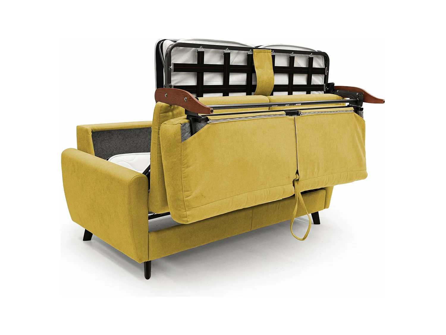 Callisto Schlafsofa aus weichem, wasserfestem Stoff T02 188 cm (mat. 140x197) gelb