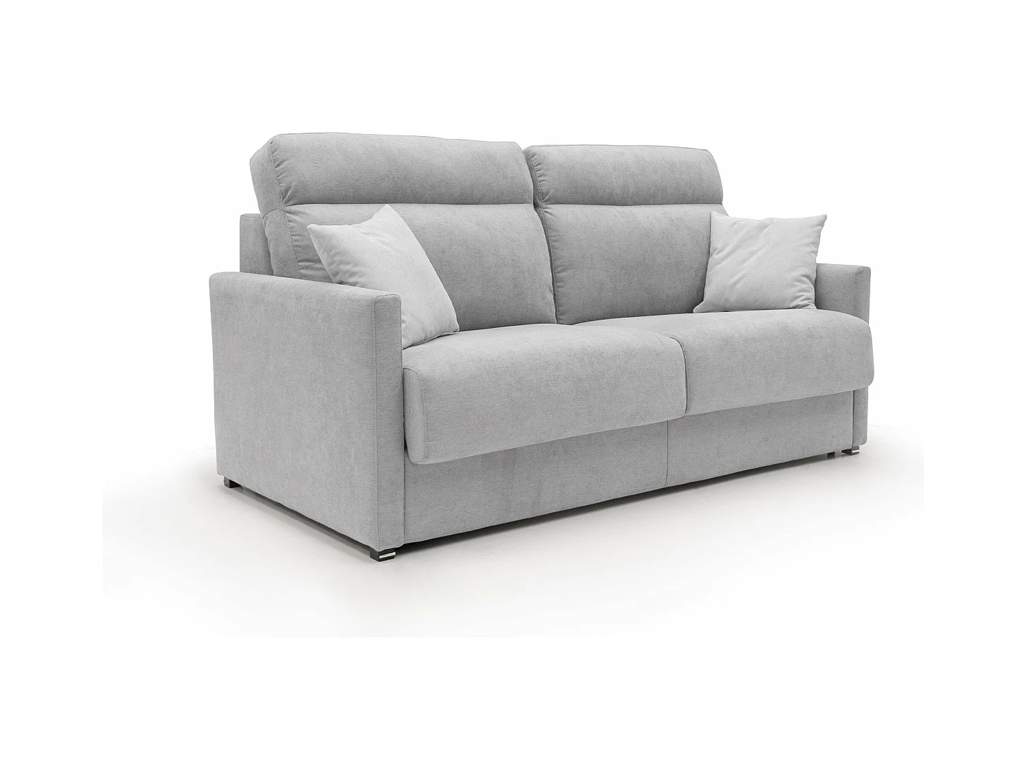 Margot Schlafsofa mit hoher weicher Rückenlehne aus Stoff T02 196 cm (mat. 160x197) hellgrau