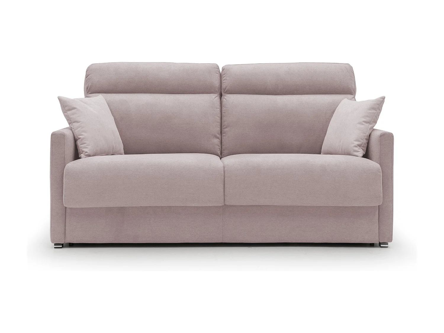 Margot Schlafsofa mit hoher weicher Rückenlehne aus Stoff T02 176 cm (mat. 140x197) rosa