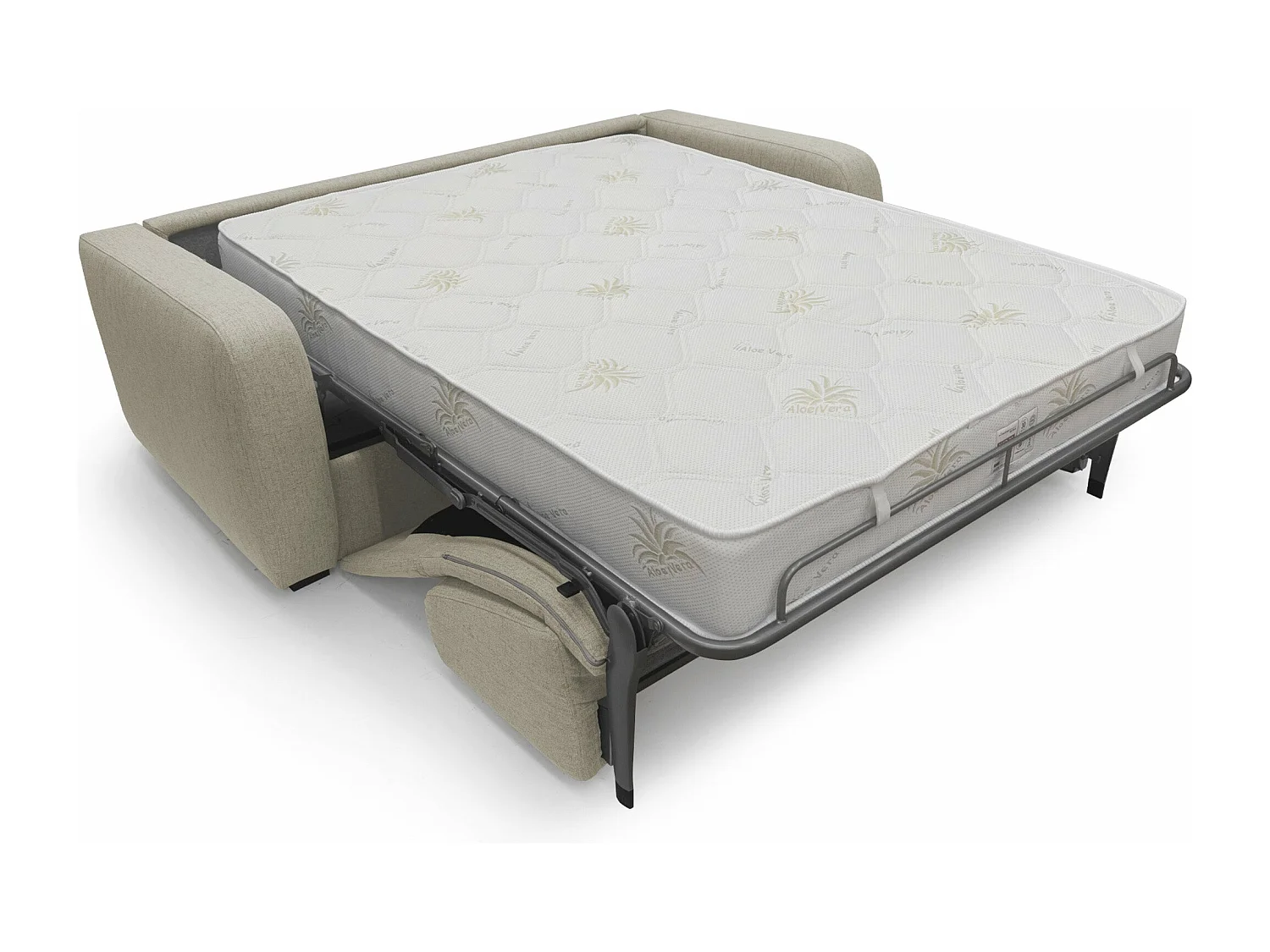 Duna Schlafsofa mit 20 cm Matratze aus wasserfestem Stoff T03 195 cm (mat. 140x197) beige