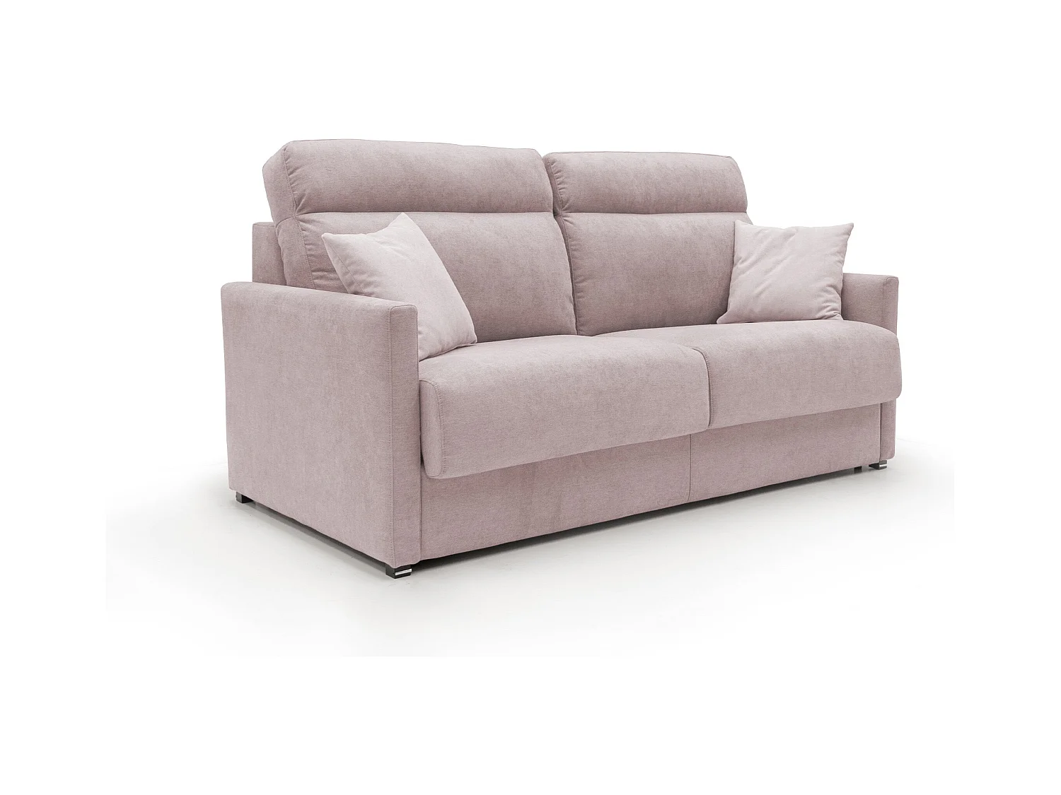 Margot Schlafsofa mit hoher weicher Rückenlehne aus Stoff T02 196 cm (mat. 160x197) rosa