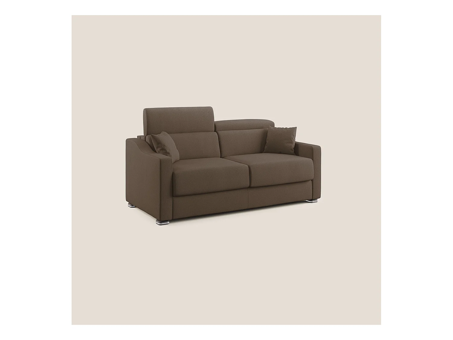 Amber Canapé lit convertible en tissu détachable T05 211 cm (mat. 160x197)  brun
