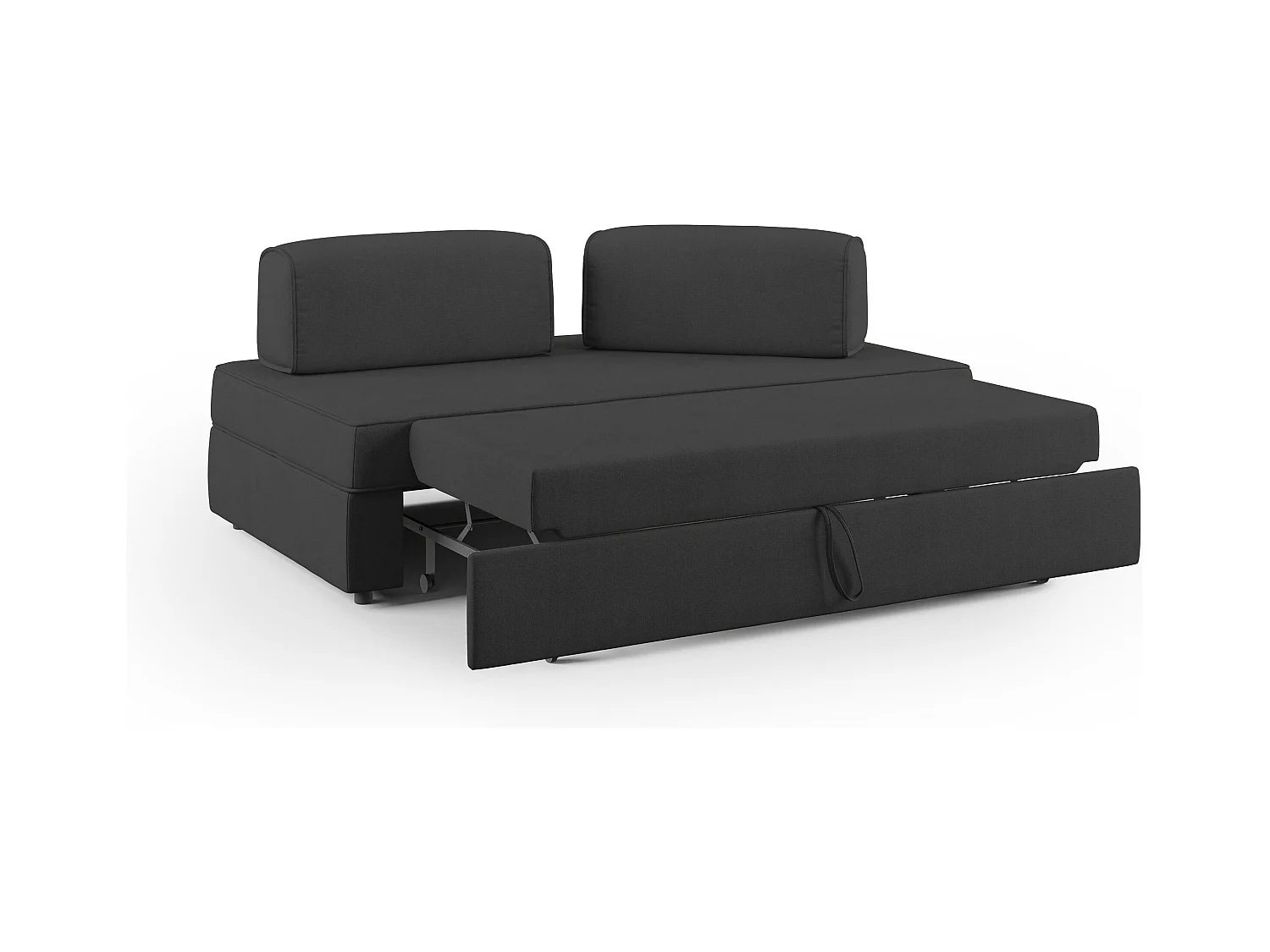 Liberty Canapé avec pouf amovible et dossier amovible en tissu imperméable T02 160 cm noir