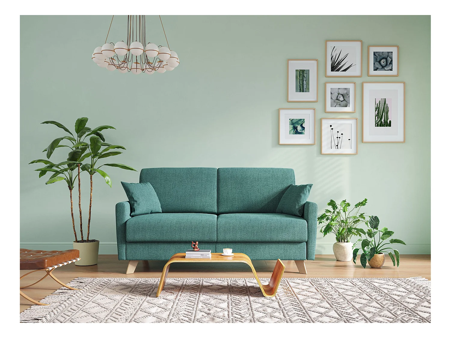 Edgar Schlafsofa aus wasserfestem felis Stoff T03 180 cm (mat. 140x197) gelb