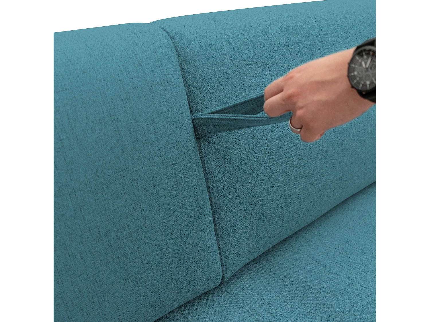 Duna Schlafsofa mit 20 cm Matratze aus wasserfestem Stoff T03 215 cm (mat. 160x197) hellblau