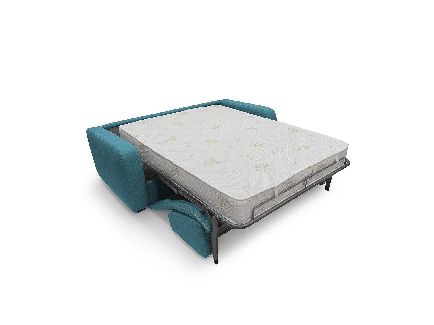 Duna Divano letto matrimoniale con materasso 20 cm in tessuto impermeabile T03 215 cm (mat. 160x197) azzurro