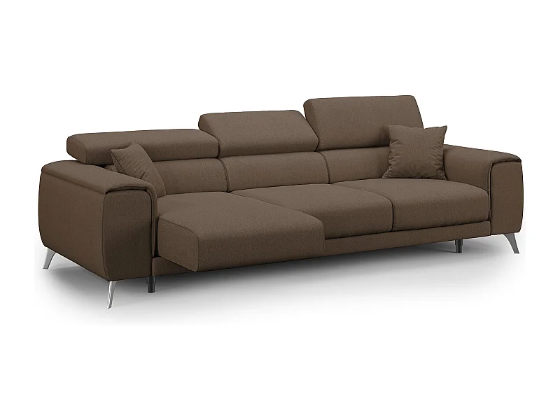 Fusion Sofa mit 3 Schiebesitzen aus abwaschbarem Stoff T05 260 cm braun