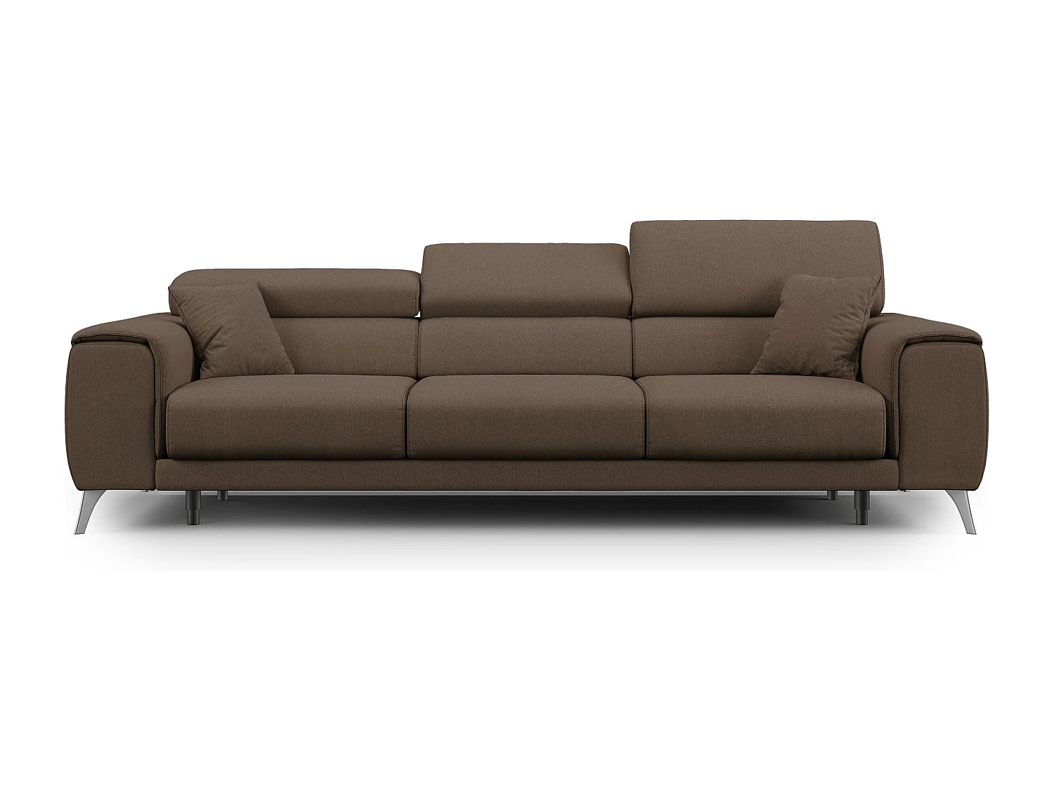 Fusion Sofa mit 3 Schiebesitzen aus abwaschbarem Stoff T05 260 cm braun