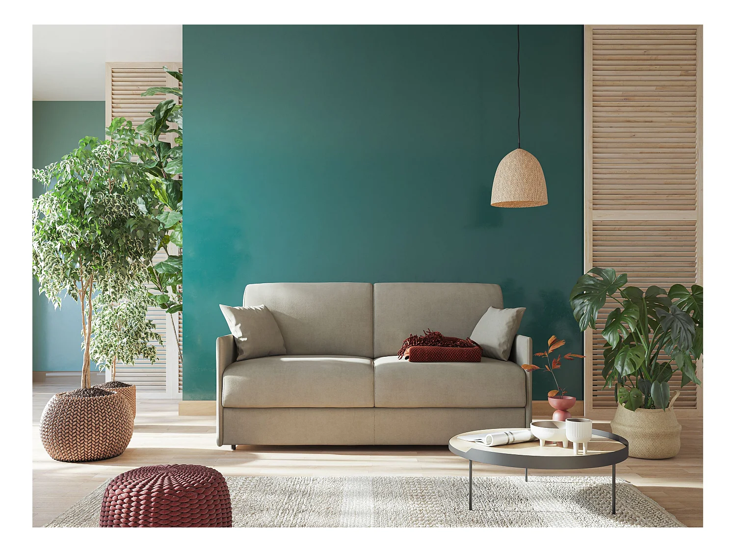 Evans Schlafsofa aus wasserfestem Stoff T13 189 cm (mat. 160x197)  hellblau