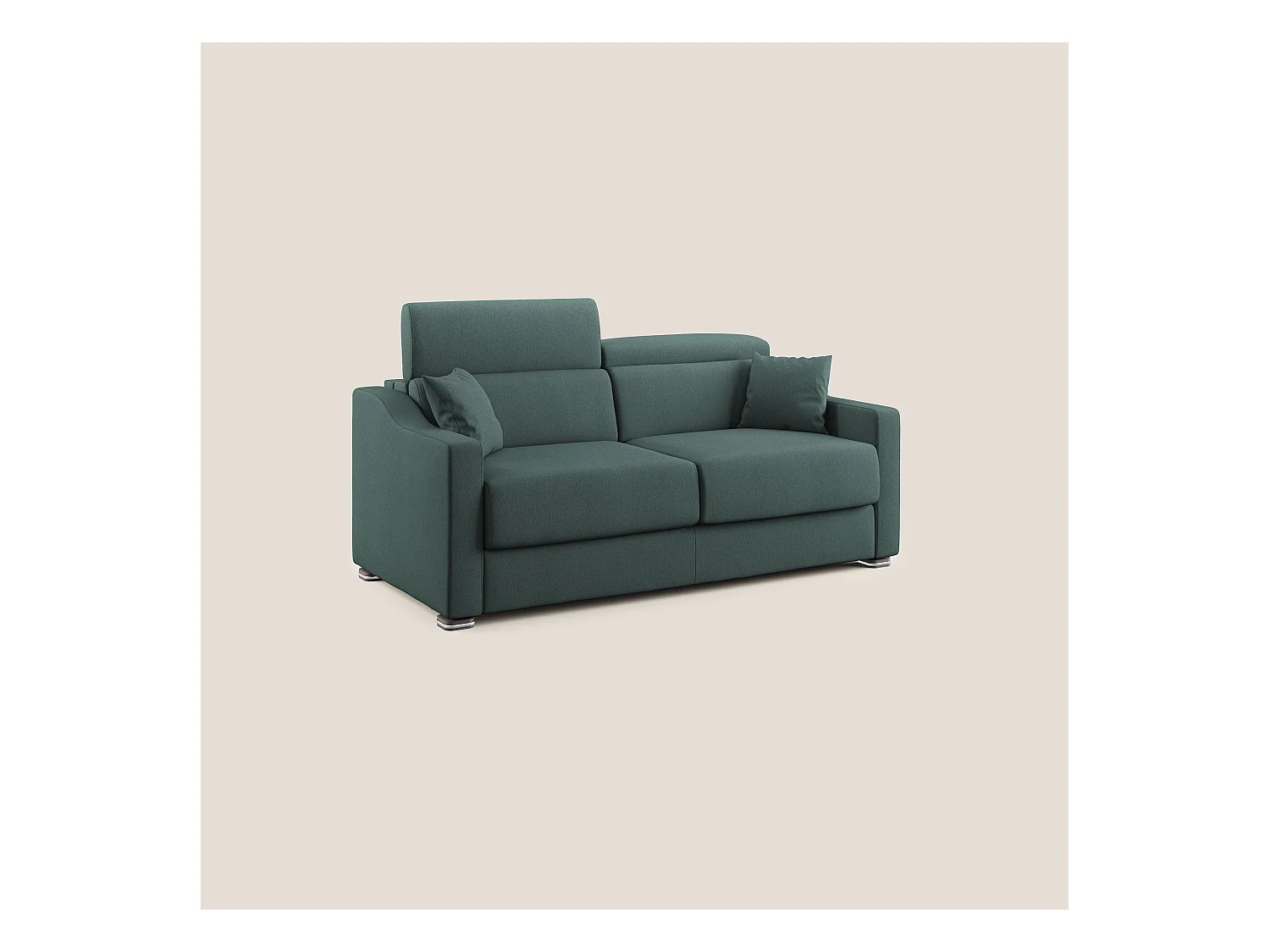 Amber Sofá cama convertible con tela desmontable 191 cm (mat. 140x197) Verde