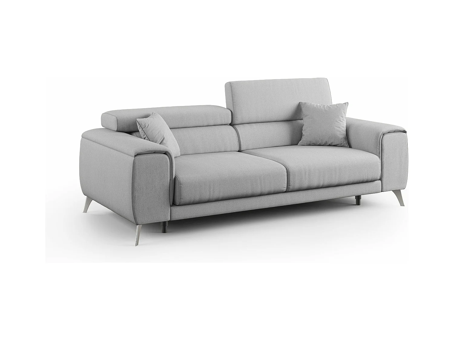 Fusion Canapé avec assises coulissantes en tissu doux antitache T05 185 cm gris