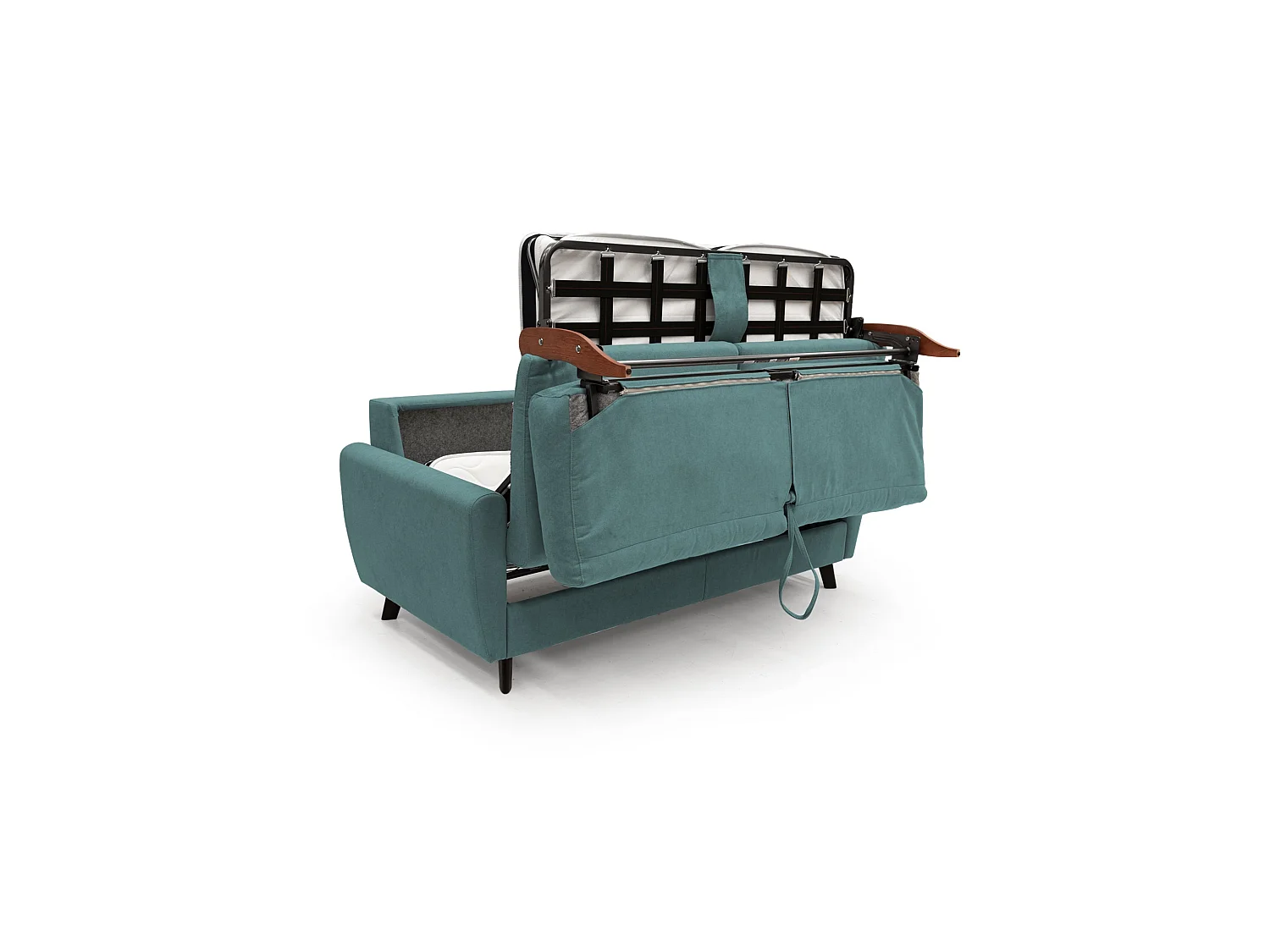 Callisto Schlafsofa aus weichem, wasserfestem Stoff T02 208 cm (mat. 160x197) petrol