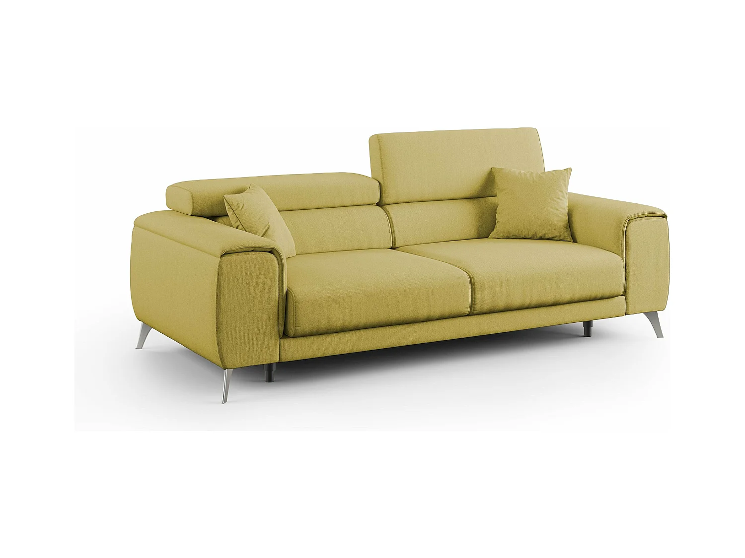 Fusion Canapé avec assises coulissantes en tissu doux antitache T05 185 cm jaune