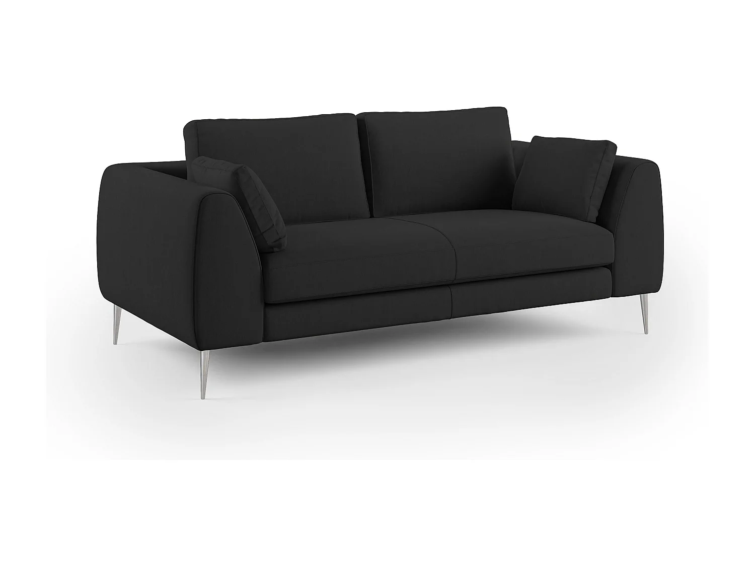 Plano modernes Sofa aus abwaschbarer technischer Mikrofaser T11 216 cm schwarz