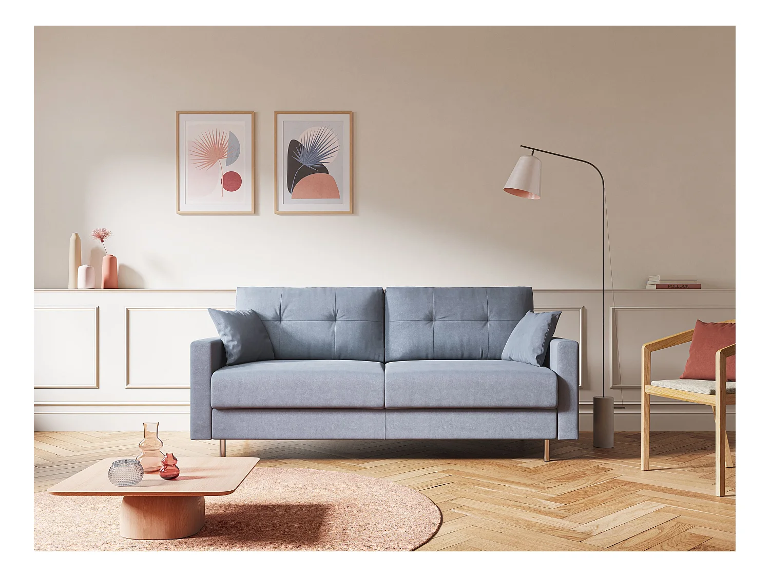 Megan Schlafsofa aus abwaschbarer Mikrofaser T11 168 cm (mat. 120x197) Grau
