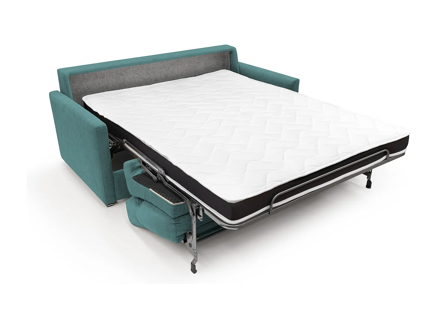 Margot Sofá cama convertible en tela suave impermeable 156 cm (mat.120x197) Azul Petróleo