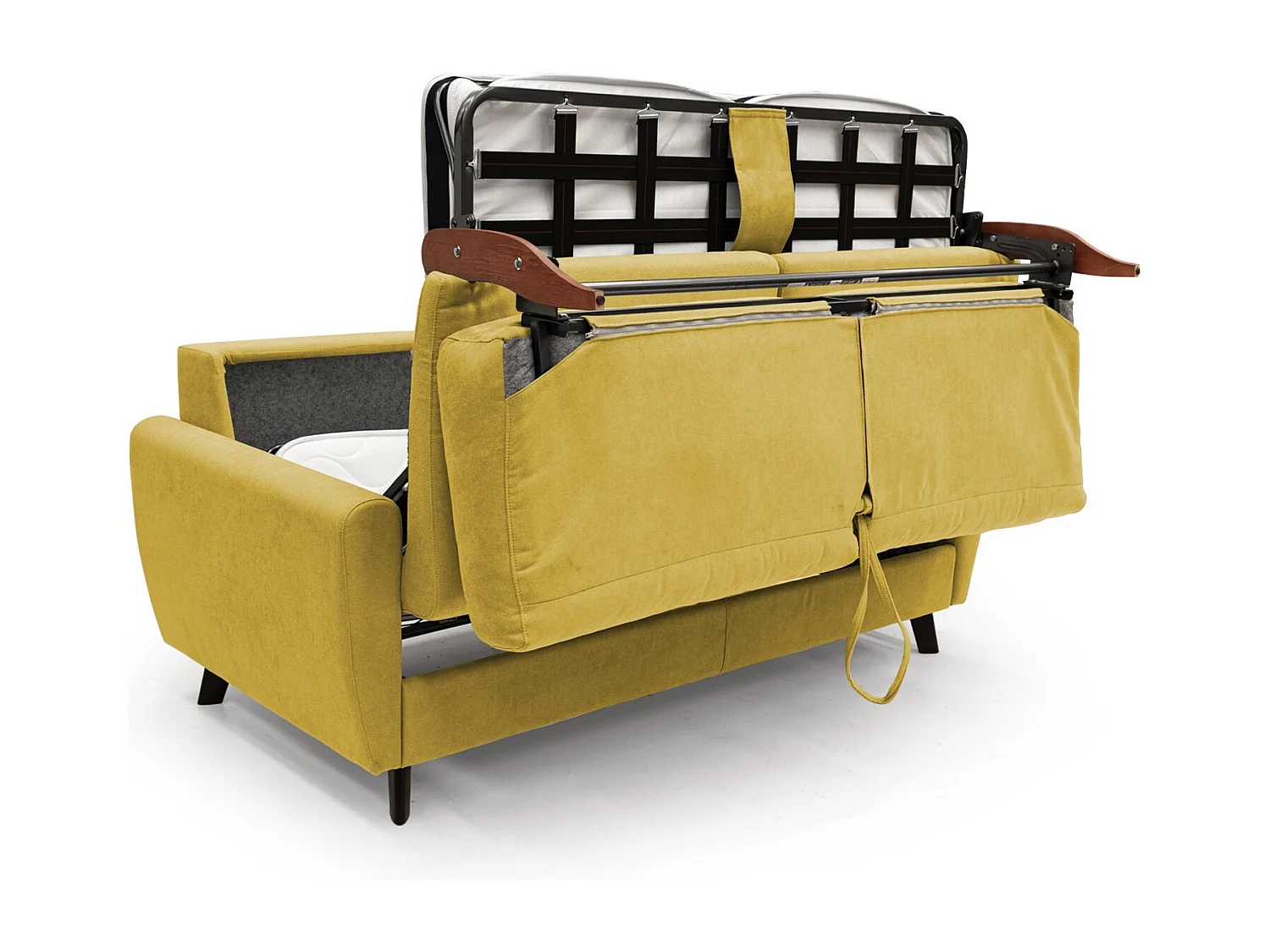 Callisto Sofá cama convertible de tela suave e impermeable 208 cm (mat. 160x197) Amarillo