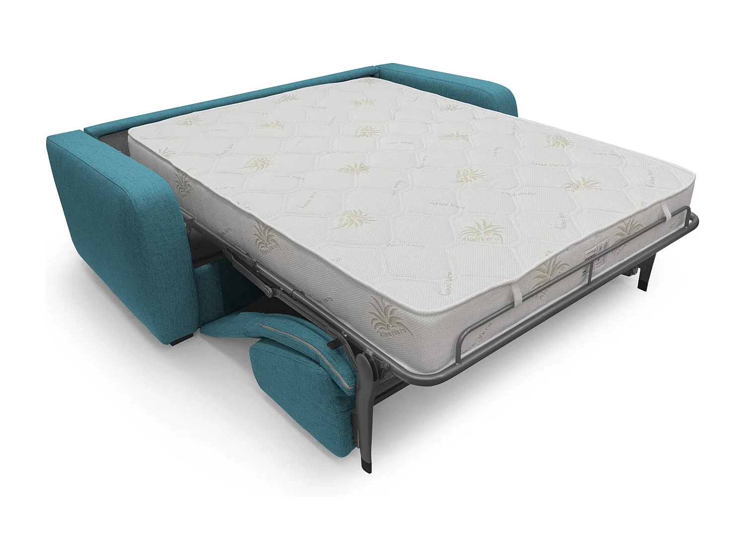 Duna Divano letto matrimoniale con materasso 20 cm in tessuto impermeabile T03 195 cm (mat. 140x197) azzurro