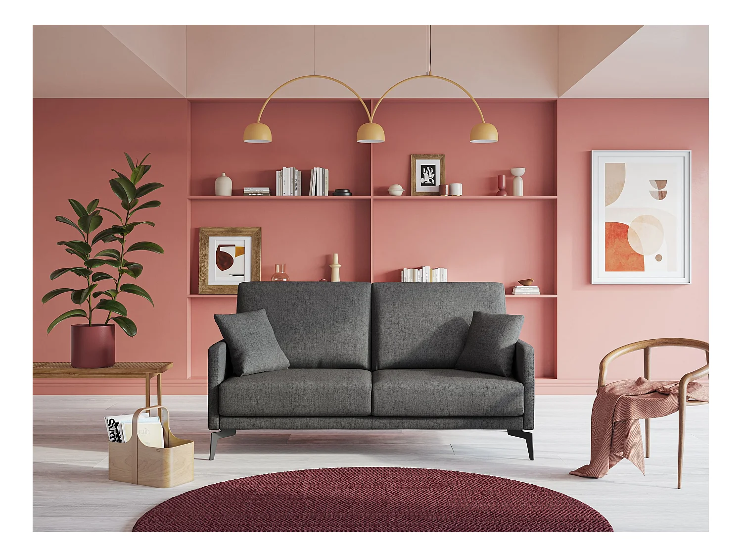 Saturno Sofá moderno en tela suave e impermeable 160 cm Azul Claro