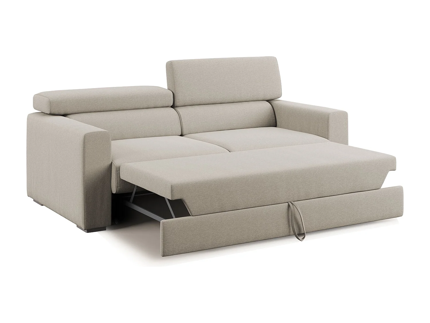 Dylan Divano con pouf estraibile 158 cm panna