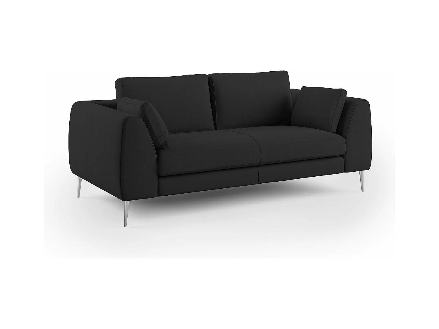 Plano modernes Sofa aus abwaschbarer technischer Mikrofaser T11 196 cm schwarz