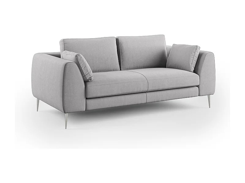 Plano modernes Sofa aus abwaschbarer technischer Mikrofaser T11 216 cm grau