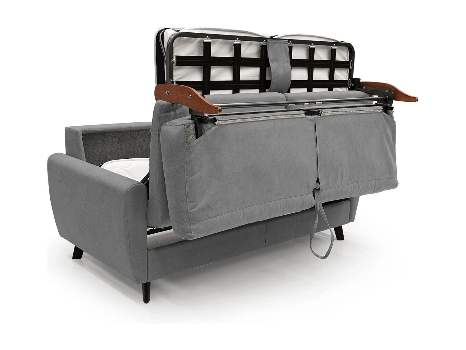 Callisto Schlafsofa aus weichem, wasserfestem Stoff T02 208 cm (mat. 160x197) grau