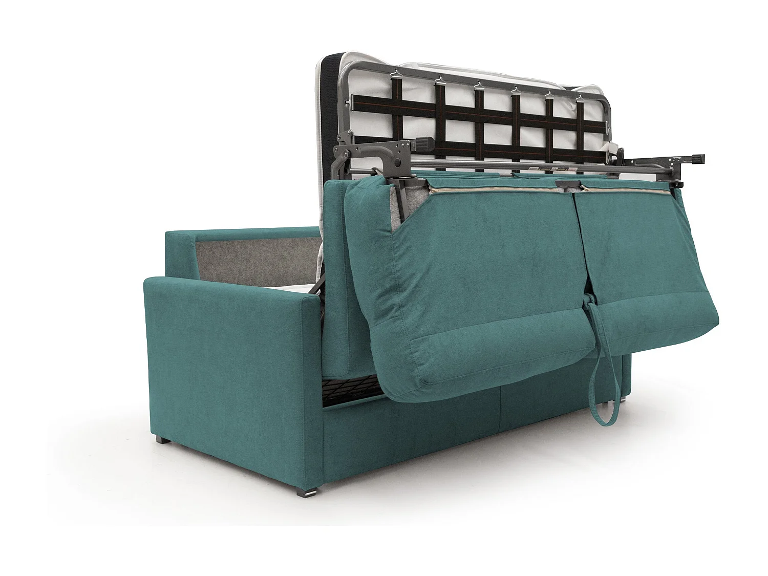 Margot Sofá cama convertible en tela suave impermeable 176 cm (mat. 140x197) Azul Petróleo