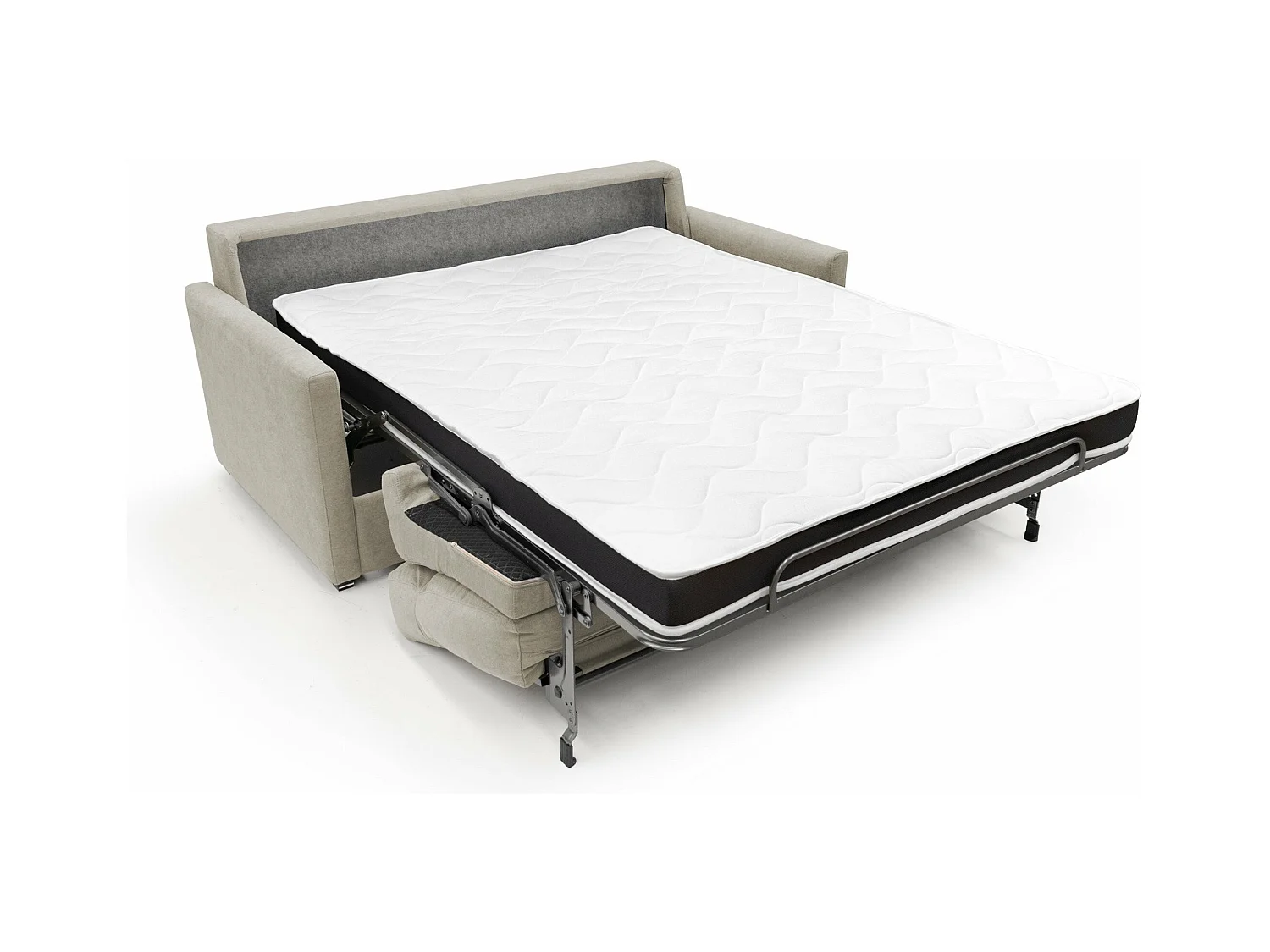 Margot Canapé lit convertible en tissu doux imperméable T02 176 cm (mat. 140x197) creme