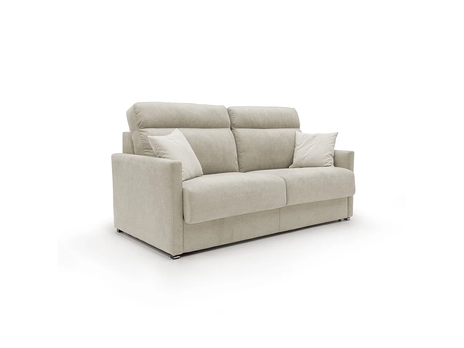 Margot Divano letto matrimoniale con schienale morbido alto in tessuto T02 176 cm (mat. 140x197) panna