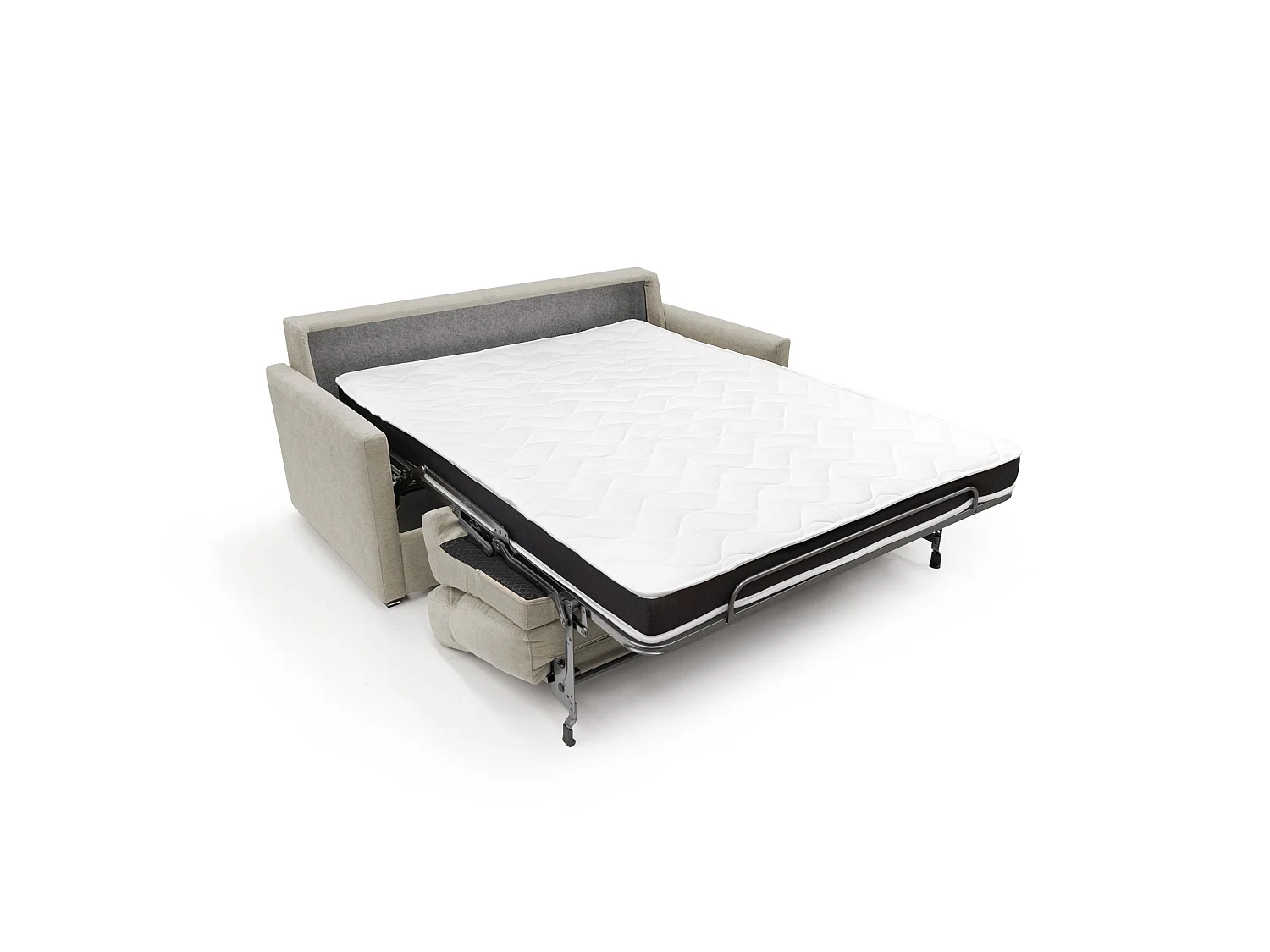 Margot Divano letto matrimoniale con schienale morbido alto in tessuto T02 176 cm (mat. 140x197) panna