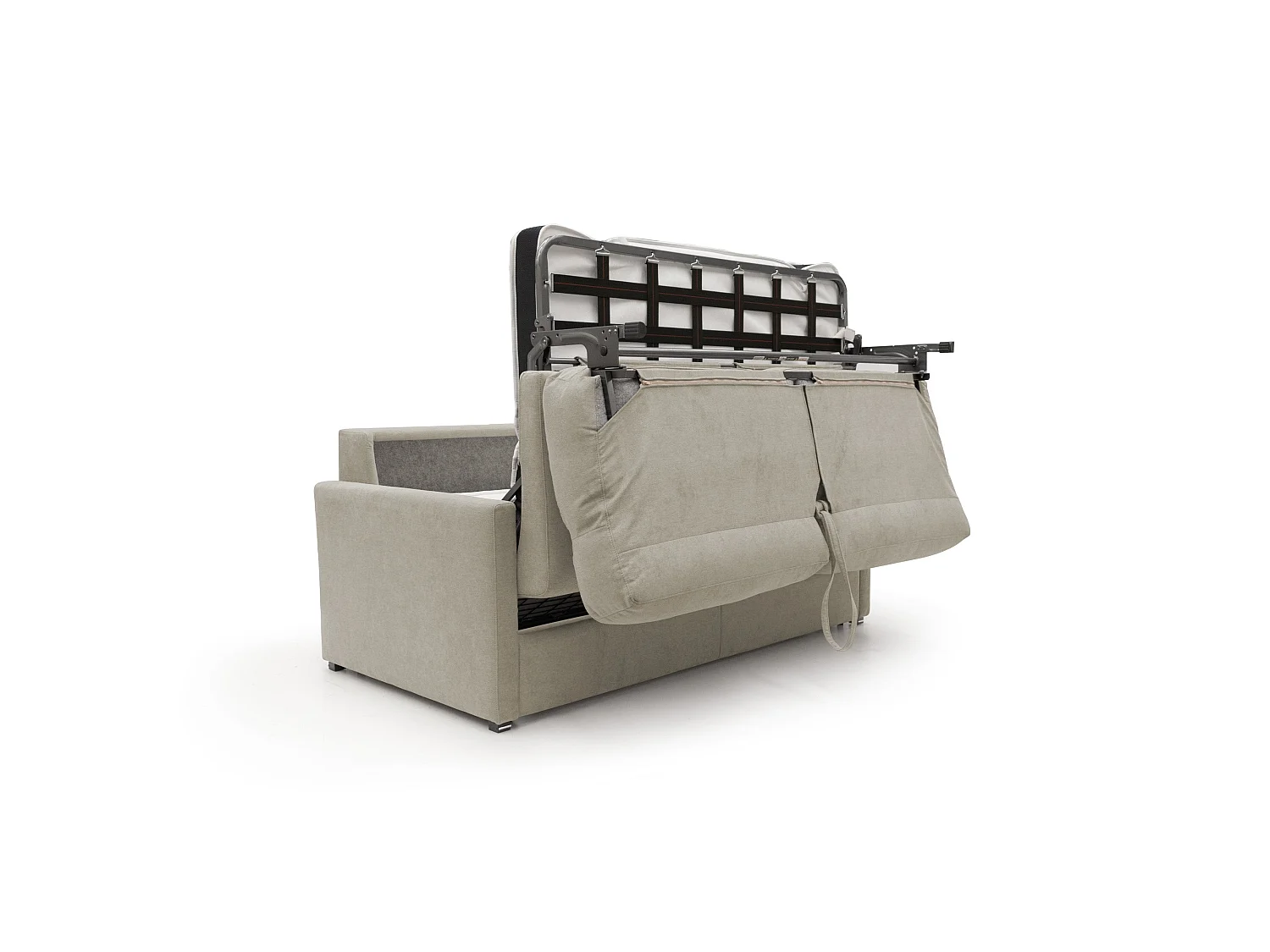 Margot Divano letto matrimoniale con schienale morbido alto in tessuto T02 176 cm (mat. 140x197) panna