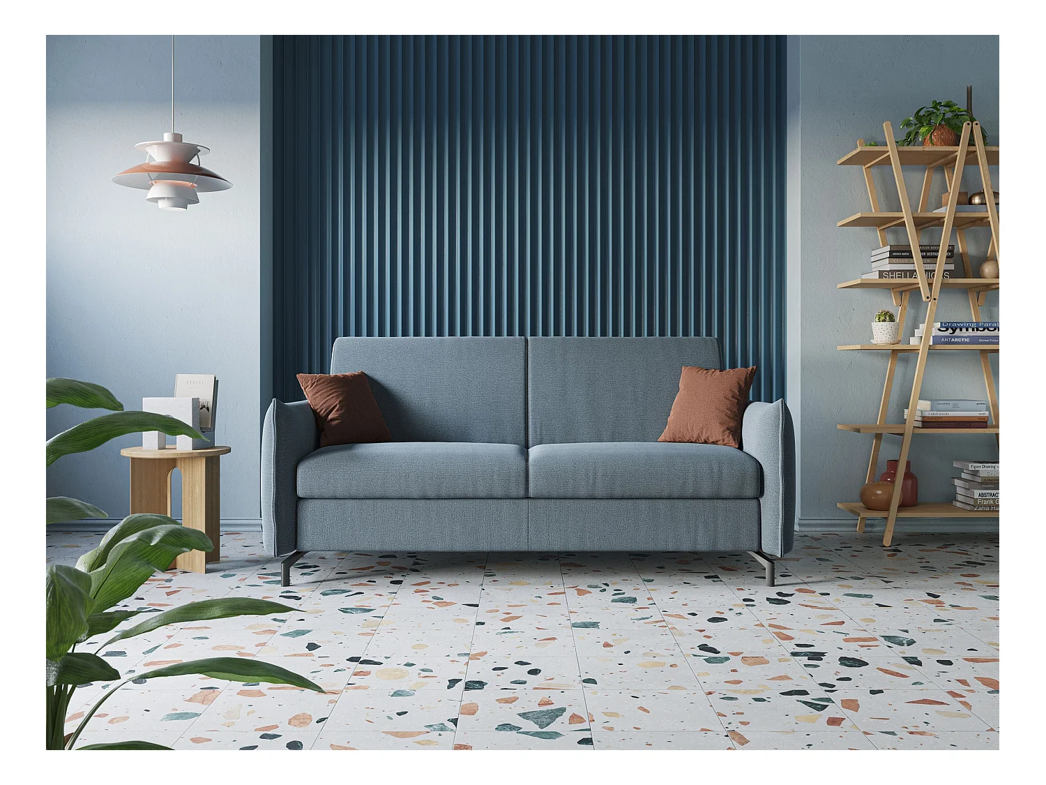 Scarlet Schlafsofa aus wasserfestem Baumwollmischgewebe T19 195 cm (mat.140x197) braun